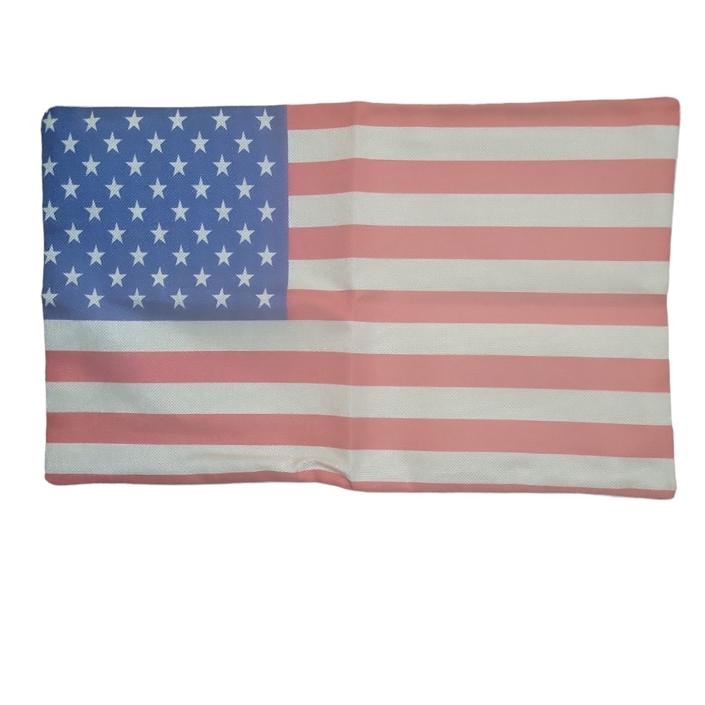 Source Unknown Blue and Pink American Flag Accent Pillow